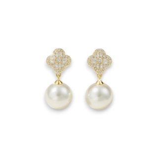 Kolczyki ze stali szlachetnej pozłacane 14k złotem, Wiszące Perły