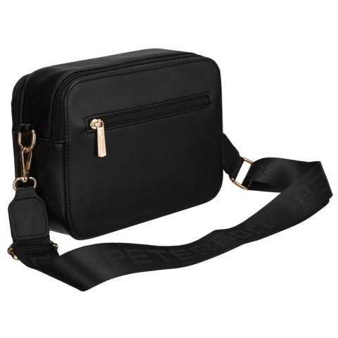 Czarna listonoszka damska mała torebka na ramię crossbody ze skóry ekologicznej - Peterson