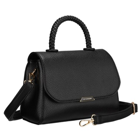 Listonoszka damska mała czarna torebka crossbody ze skóry ekologicznej - Peterson