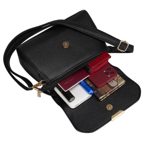 Listonoszka damska mała czarna torebka crossbody ze skóry ekologicznej - Peterson