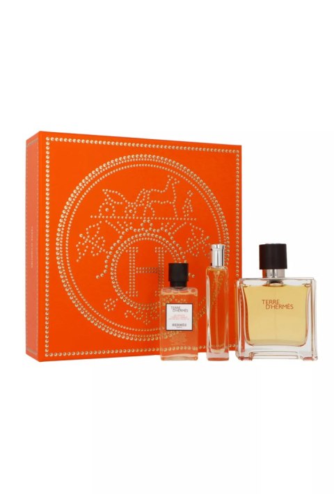 Zestaw Hermes Terre D`Hermes Parfum 75ml + Parfum 15ml + Shower Gel Hair & Body 40ml
