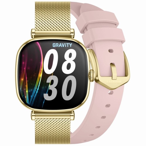 Złoty Smartwatch Damski Gravity GT32-2 – Ekran AMOLED, Rozmowy Bluetooth