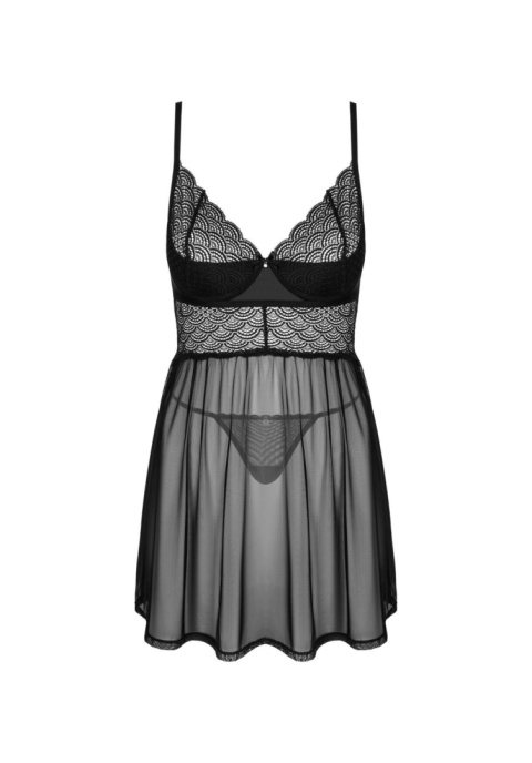Babydoll i stringi Obsessive Chemeris czarny XS/S