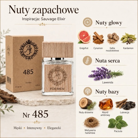 Francuskie Perfumy Męskie Nr 485 50ml Inspirowane Sauvage Elixir