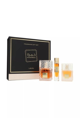 Zestaw Lattafa Khamrah Edp 100ml + Edp 12ml + Hair Mist 50ml