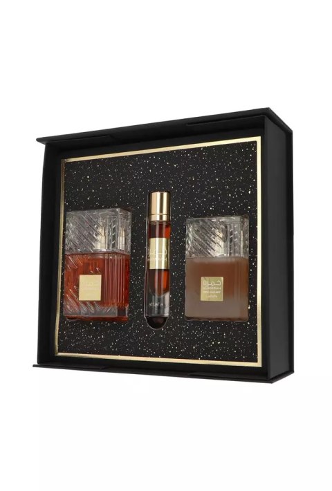 Zestaw Lattafa Khamrah Edp 100ml + Edp 12ml + Hair Mist 50ml