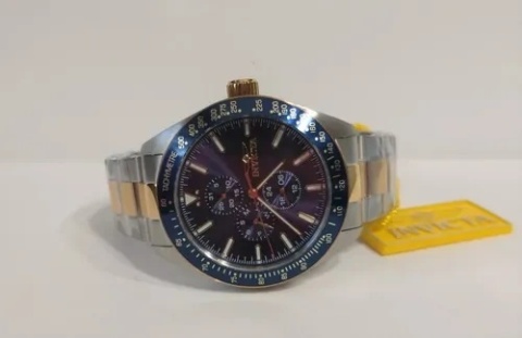 Zegarek Męski Invicta Aviator 39076 | Złoto-Srebrny z Niebieską Tarczą
