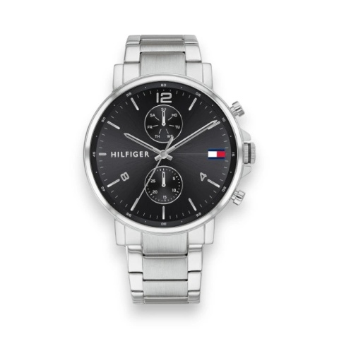 Zegarek męski Tommy Hilfiger Daniel 1710413 | Srebrny z czarną tarczą