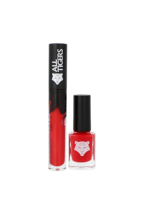 Zestaw All Tigers Natural & Vegan Wild Stars Lips & Nail Lipstick 888 Call Me Queen 8ml + Nail Polish 298 Hit It Big 11ml