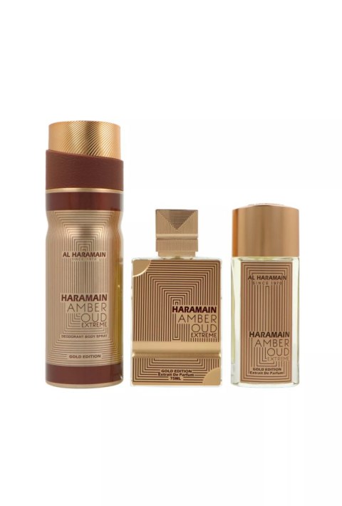Zestaw Al Haramain Amber Oud Gold Edition Extreme Perfumes Extrait de Parfum 75ml + Extrait de Parfum 30ml + Deodorant Body Spra