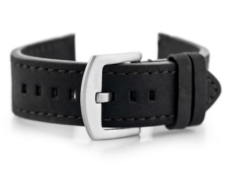 Pasek skórzany do zegarka W72 - czarny/czarna 20mm