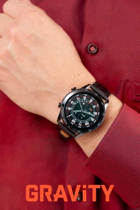 SMARTWATCH MĘSKI GRAVITY GT10-2 - AMOLED, DODATKOWY PASEK (sg046b)