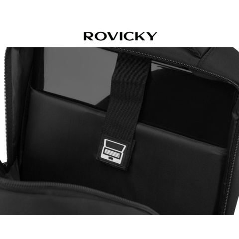 Duży, podróżny plecak z poliestru w czarnym kolorze, idealny na bagaż podręczny - Rovicky
