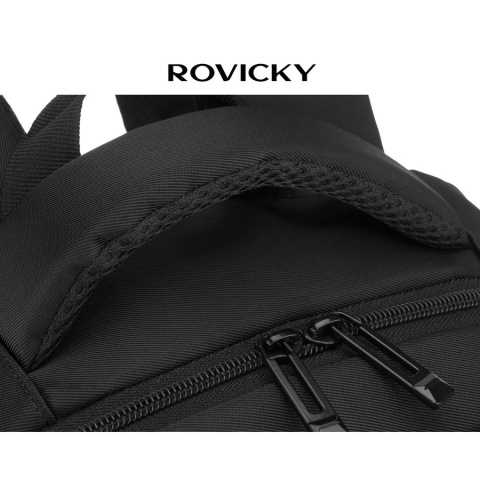 Duży, podróżny plecak z poliestru w czarnym kolorze, idealny na bagaż podręczny - Rovicky