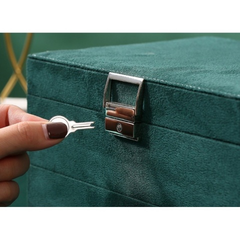 Szkatułka na biżuterię kuferek etui organizer butelkowa zieleń PD119