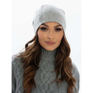Czapka damska zimowa slouchy z kryształkami szara - Peterson