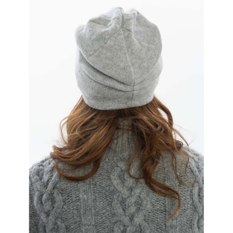 Czapka damska zimowa slouchy z kryształkami szara - Peterson