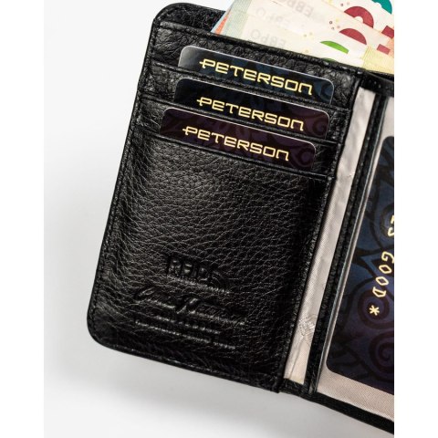 Czarno-złoty, skórzany portfel damski z systemem RFID - Peterson