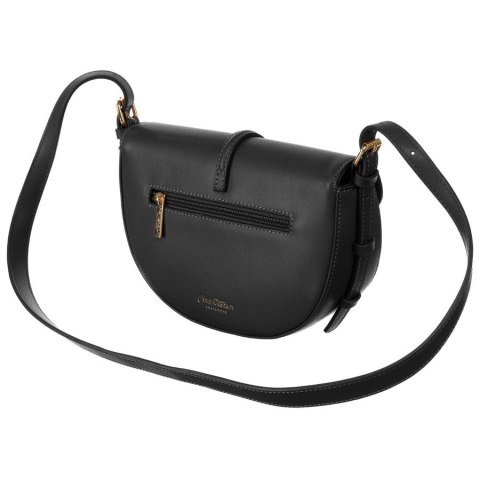 Listonoszka damska crossbody beżowo - czarna ze skóry ekologicznej i płótna canvas Peterson