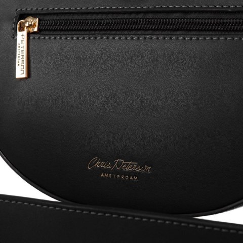 Listonoszka damska crossbody beżowo - czarna ze skóry ekologicznej i płótna canvas Peterson