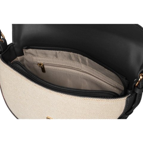 Listonoszka damska crossbody beżowo - czarna ze skóry ekologicznej i płótna canvas Peterson