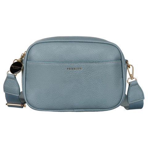 Niebieska listonoszka damska crossbody z wąskim i szerokim paskiem na ramię eko skóra Peterson