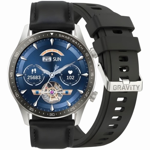 SMARTWATCH MĘSKI GRAVITY GT10-7 - AMOLED, DODATKOWY PASEK (sg046g)