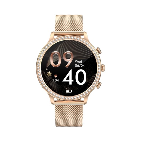 Smartwatch Damski VELTORI VT310-1 Złota Bransoleta + Różowy Pasek Silikonowy