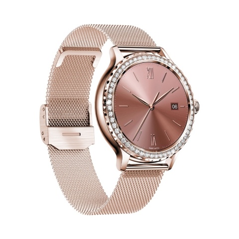 Smartwatch Damski VELTORI VT320-1 Złota Bransoleta + Różowy Pasek Silikonowy
