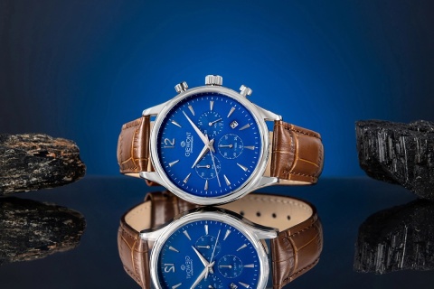 Zegarek Męski Giewont Chronograph Sapphire Brązowo Niebieski GW6310-A5
