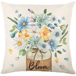Lniana poszewka na poduszkę 45 x 45 cm z motywem wiosennym BUKIET POD219